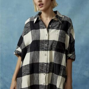 BDG Black and White Plaid Button Down Shirt